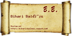 Bihari Balázs névjegykártya